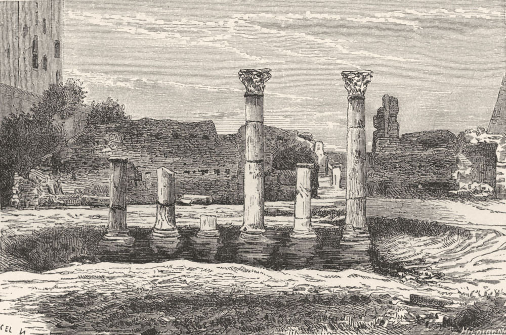 ROME. Remains of Library Public Palace 1872 old antique vintage print picture